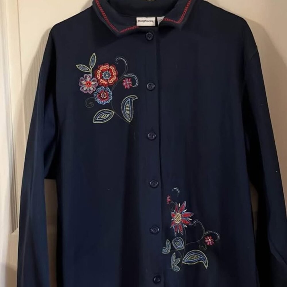 Bonworth Blue Jacket with flowers size 1X